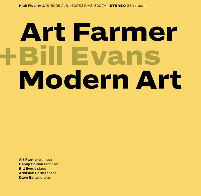 Record sleeve for Art Farmer Modern Art. Bright Yellow with the names in black.