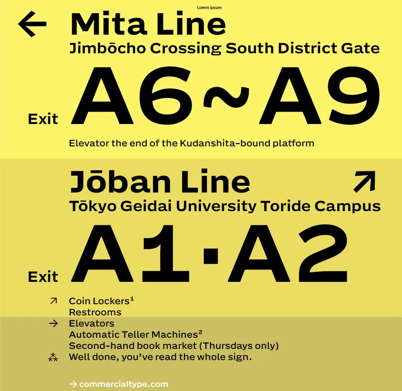 Looks like a piece of signage from the Tokyo subway. Clearly fake, there are no pictograms or Kanji. But it shows AG at different sizes.