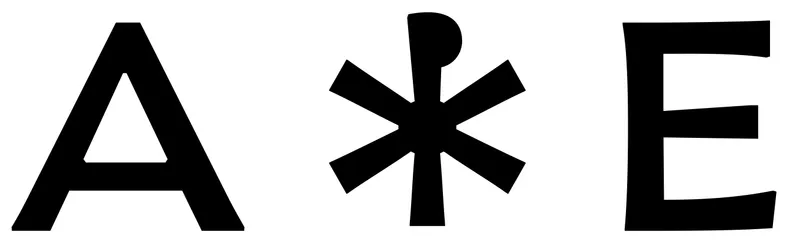 The Chi Rho Christogram in between an A and E, the letters are added to show proportion and weight. There is no addition religious message.